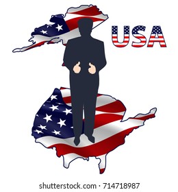 The silhouette of the President on the USA map