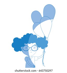 silhouette pretty girl with balloons and casual wear