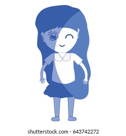 silhouette pretty girl with hairstyle and casual wear