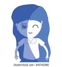 silhouette pretty girl with hairstyle and casual wear