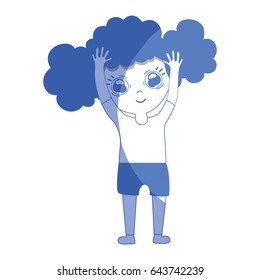 silhouette pretty girl with hands up and casual wear