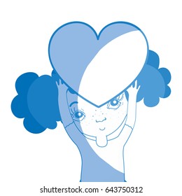 silhouette pretty girl with heart and casual wear