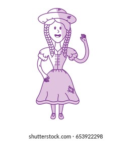 silhouette pretty woman with hat and dress