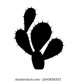 Silhouette of Prickly Cactus Plant Icon - Desert Botanical Illustration for Nature, Garden, or Wild West Theme EPS Vector