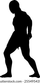 Silhouette of a primitive man, embodying the essence of early human history. Ideal for educational and archaeological visuals, offering insight into the ancient past and the origins of humanity.
