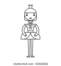 Silhouette of a princess character on white background, isolated.