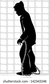 Silhouette of prisoner