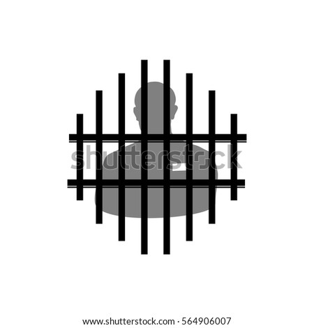 silhouette prisoner black and white. vector tattoo