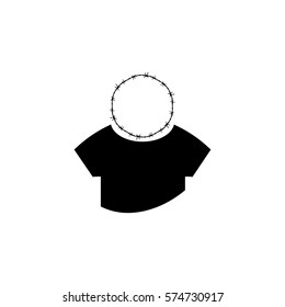 silhouette prisoner vector. circle barbed wire. icon web. man sign