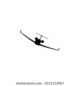 Silhouette of the Private Jet, Aircraft, Aeroplane. Flat Style, can use for Logo Gram, Pictogram, Apps, Website, or Graphic Design Element. Vector Illustration