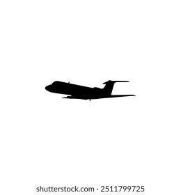 Silhouette of the Private Jet, Aircraft, Aeroplane. Flat Style, can use for Logo Gram, Pictogram, Apps, Website, or Graphic Design Element. Vector Illustration