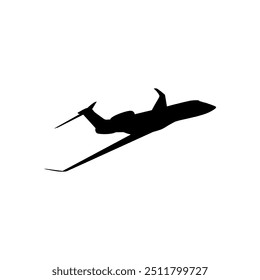 Silhouette of the Private Jet, Aircraft, Aeroplane. Flat Style, can use for Logo Gram, Pictogram, Apps, Website, or Graphic Design Element. Vector Illustration