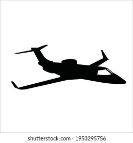 silhouette of private jet transportation vector design