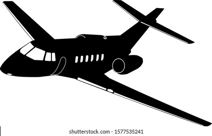 Silhouette Private Passenger Plane Flight Black Stock Vector (Royalty ...