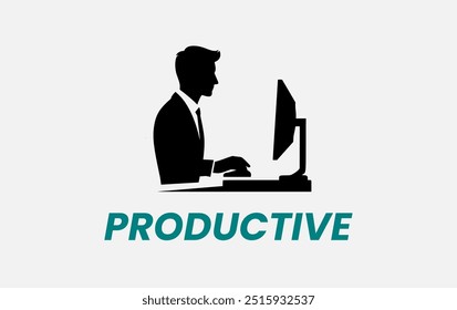 Silhouette einer produktiven Person vor einem Computer