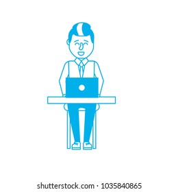 silhouette profesional businessman with laptop and corporate job