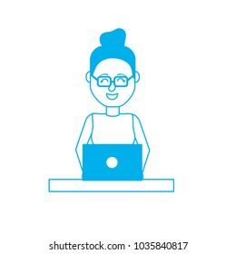 silhouette profesional businesswoman with laptop and corporate job