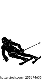 A silhouette of a professional alpine skier