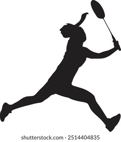 silhouette of professional badminton player,vector illustration