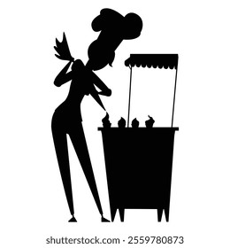 Silhouette of a Professional Chef Holding Utensils