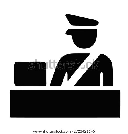 Silhouette Professional Customs Officer Standing at Desk Immigration Icon Design