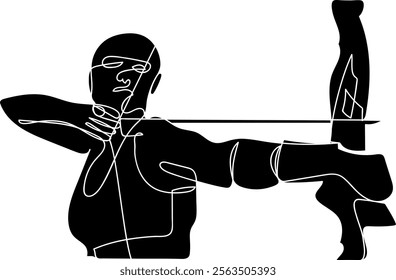 Silhouette of a Professional Female Archer Aiming an Arrow at a Target with a Compound Crossbow