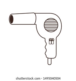 silhouette of professional hair dryer on white background