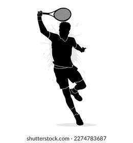 Silhouette of a professional male tennis player. Vector illustration silhouette