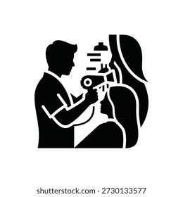 Silhouette of a professional mechanic using diagnostic tools on a car engine