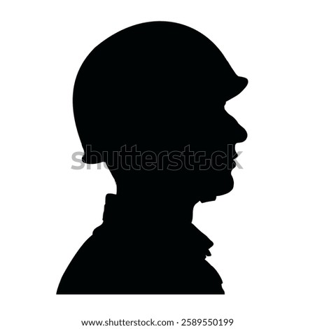 Silhouette profile of an American soldier - vector illustration