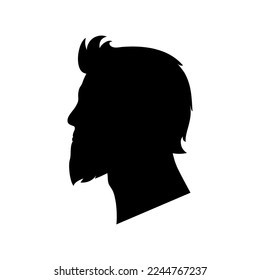 Silhouette profile of bearded man. Male portrait with beard, side view. Vector illustration