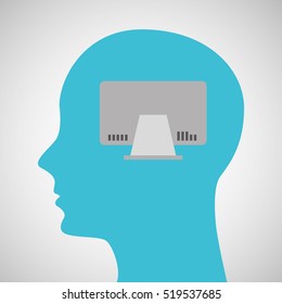 silhouette profile business computer concept vector illustration eps 10