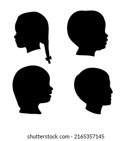 Silhouette de un perfil de la cabeza de un niño. ilustración vectorial plana aislada en fondo blanco