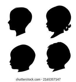 Silhouette de un perfil de la cabeza de un niño. ilustración vectorial plana aislada en fondo blanco