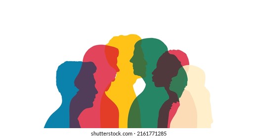 Silhouette profile group of people diversity. Community avatar. Connection between brethren. Communication colleagues. Communicate and swap acquaintance. Concept club and Population.