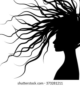 silhouette profile of hair, vector