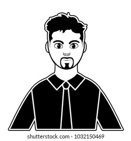 silhouette profile man with elegant shirt and hairstyle