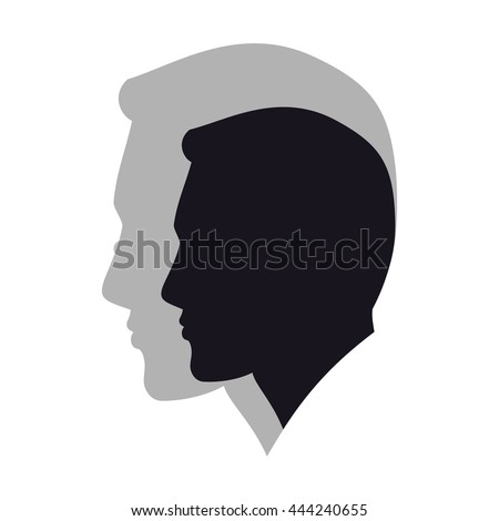 Silhouette profile of man and shadow.