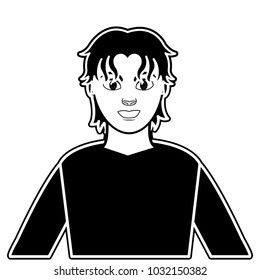 silhouette profile man with shirt and hairstyle design