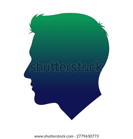 Silhouette profile of a man's head with a green to blue gradient