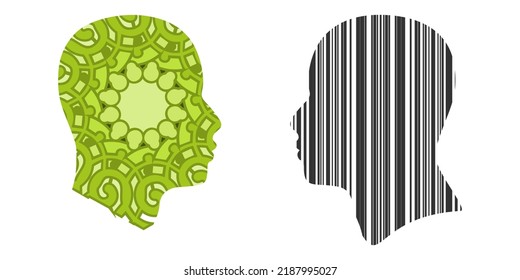 Silhouette profile of men of diverse culture. Concept of equality and anti-racism. Multicultural society.