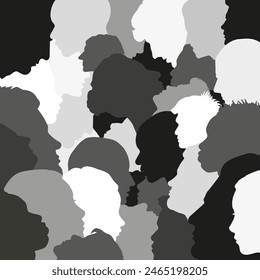 Silhouette profile. Sociology. Crowd of multinational people and different cultures. EPS 10.