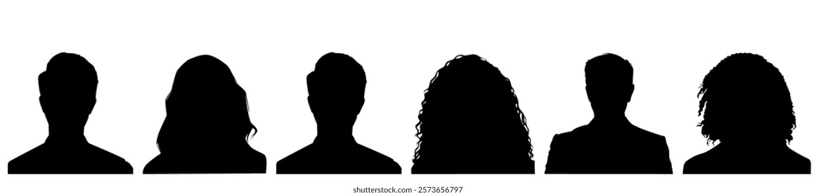 Silhouette profile symbols. Anonymous user portrait. User Profile pictures . Person silhouette vector set
