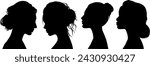 Silhouette profile of a woman. Universal sign on isolated background.