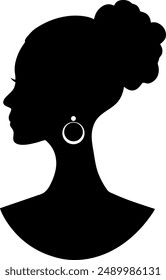 Silhouette profile of a woman. Universal sign on isolated background.