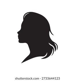 Perfil de silhueta do rosto da mulher. Fluxo de cabelo elegante. Beleza e estilo sofisticados. Design de arte gráfica.