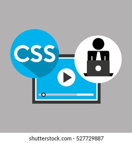 silhouette programmer working laptop css player vector illustration eps 10