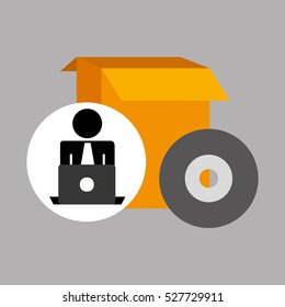 silhouette programmer working laptop gear setting vector illustration eps 10