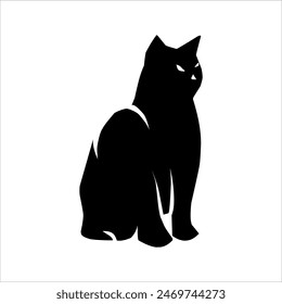 silhouette of a protected cat on a white background with various poses