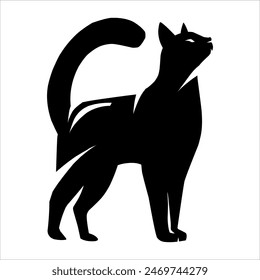 silhouette of a protected cat on a white background with various poses